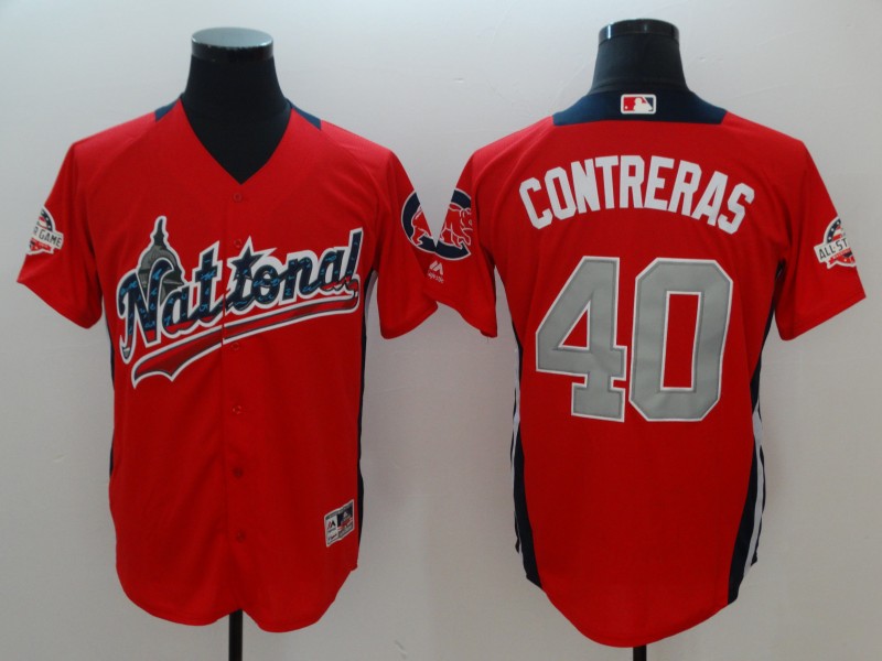 Men Chicago Cubs #40 Contreras red Game 2018 All star MLB Jerseys